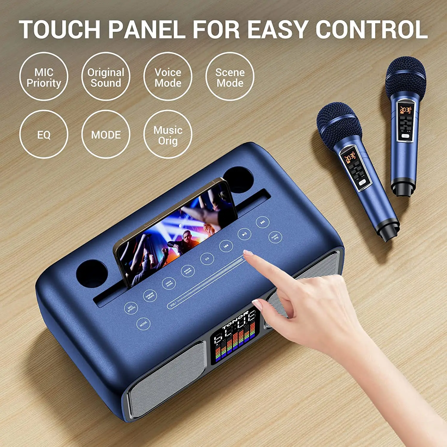 Professional TONOR K9 Video Recording UHF Handheld Microphone System Karaoke Players Machines with Speaker Mic and Bluetooth