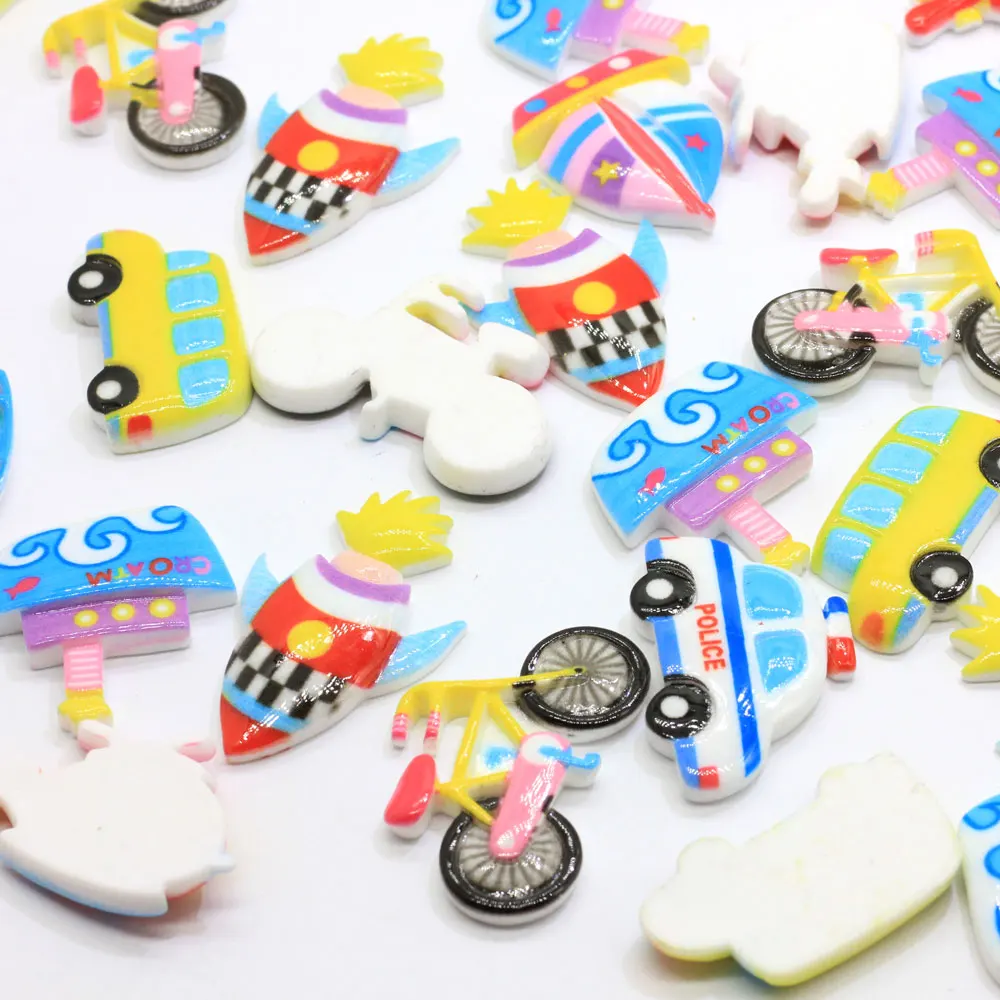 Mix Style Transportation Resin Car/Boat/Bike/Helicopter/Rocket Miniature Flatback Cabochon DIY Craft Scrapbooking