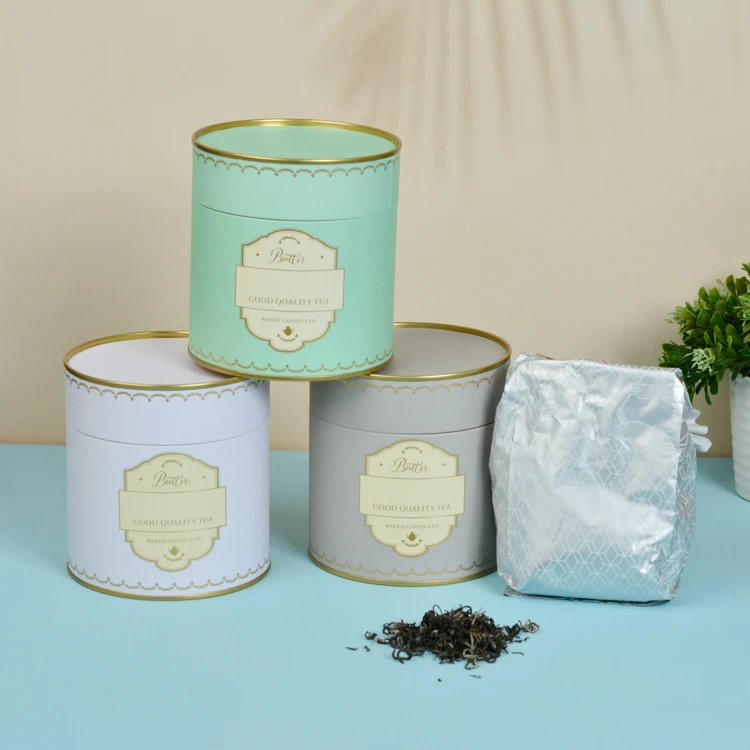 Factory Printing Paper Gift Box Custom Logo Cylinder Tea Can Caddy Canister Paper Sleeve Tube for Tea-leaf Packaging