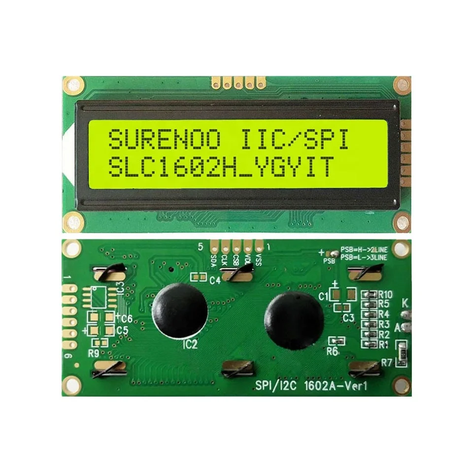 80*36MM Serial I2C/IIC or SPI Interface 162 16X2 1602 Character LCD Module Display Screen LCM AIP31068 with LED Backlight