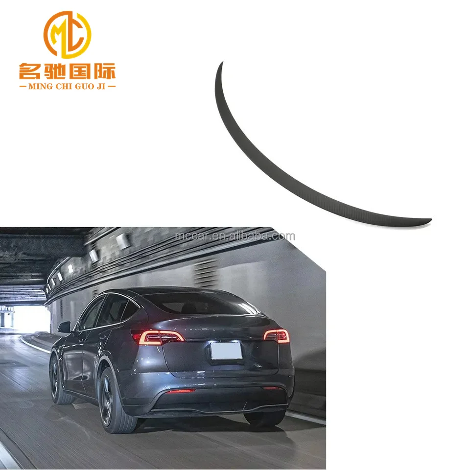 2019-Black Dry Carbon Fiber Rear Wing Spoiler for Tesla Model Y