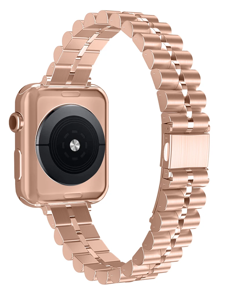 Роскошный тонкий ремешок для смарт-часов из нержавеющей стали Apple Watch 9 8 Ultra 2 браслет 49 мм 45 41 44 металлический Золотые женские