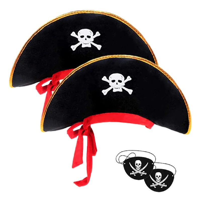 Wholesale Captain Party Accessories Funny  Pirate Hat Set for Children Kids Caribbean Fancy Dress Gorro Pirata with Eye Patch