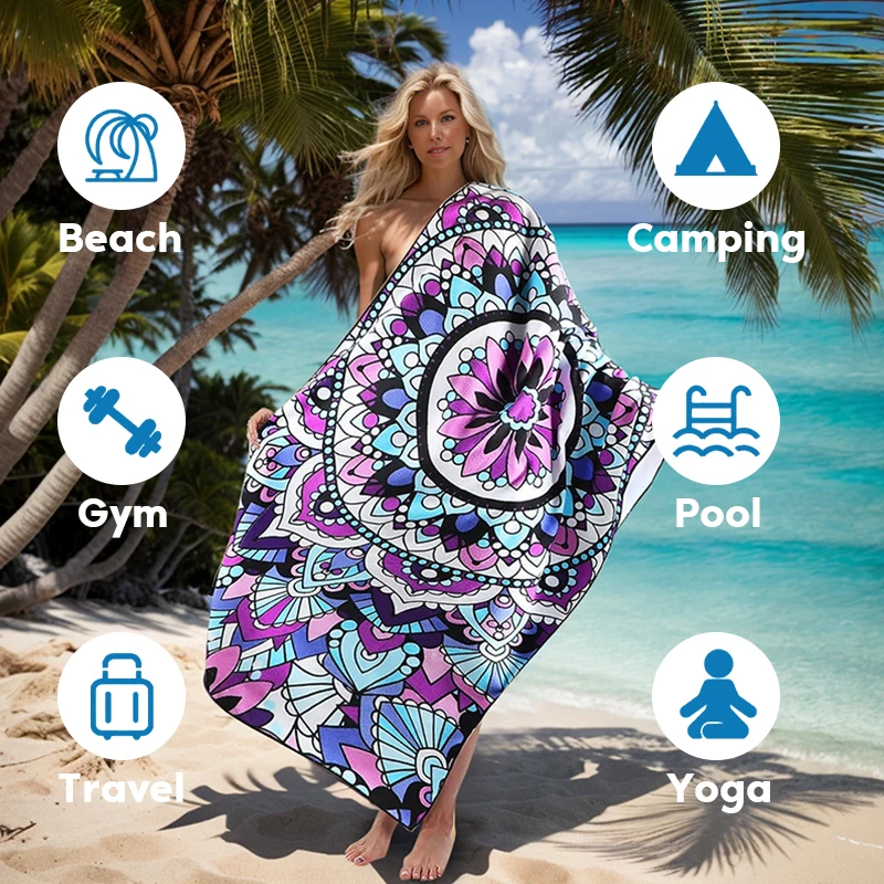 Легкий Рециркулированный Большой Принт из микрофибры замша оптом без песка на заказ пляжное