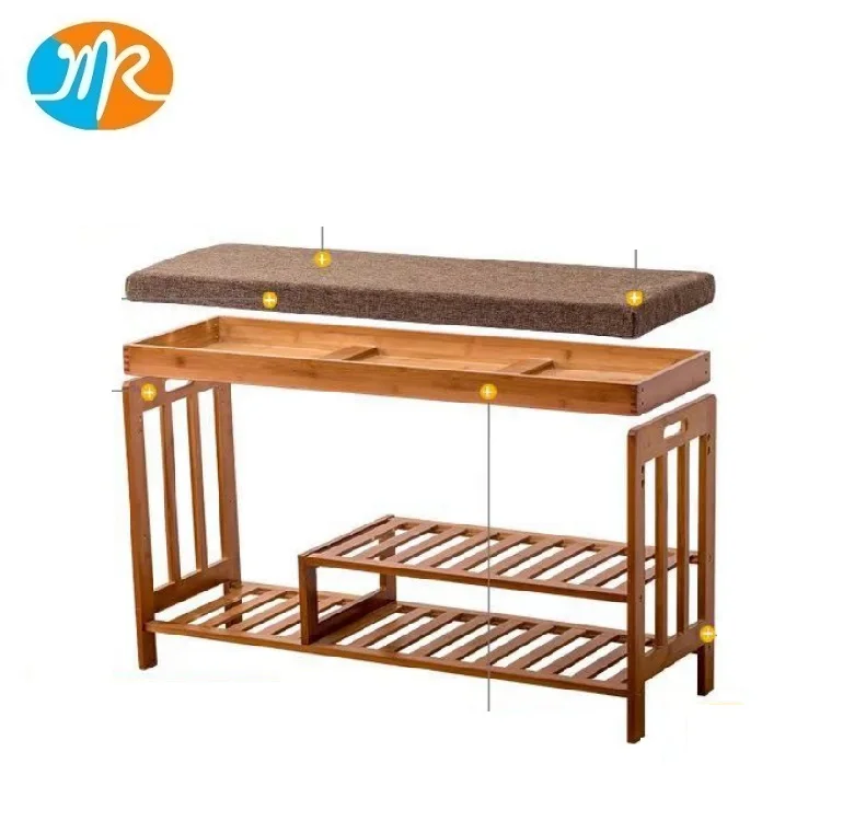 Настольный органайзер для хранения, Бамбуковая стойка для обуви с подушкой
