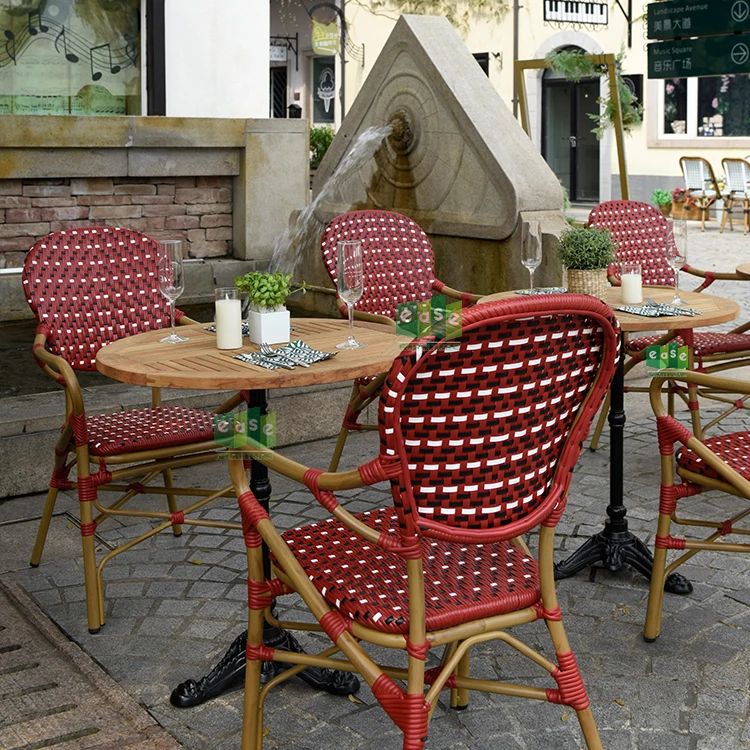 (E3011A) Commercial french bistro dining outdoor arm chair rattan for cafe