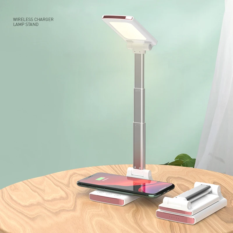 New Trending OEM Table Foldable Wireless Battery Charger 3 in One 15W Fast QI Lamp Wireless Charger