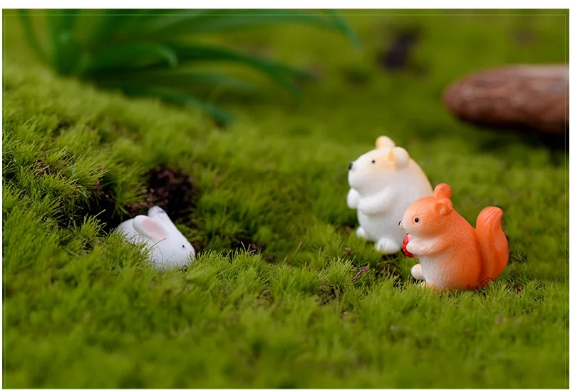 miniature hamster squirrel mouse snail rabbit duck resin garden decoration mini forest farm animal micro landscape accessories