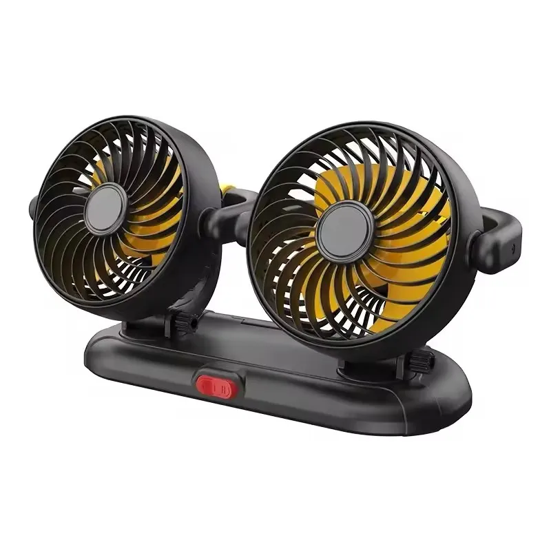 USB 2 Speeds Wind Double Head Fan 360 Angles Adjustable Cooling Fan For Car 5-24V Low Noise Powerful Wind For Car Or Home