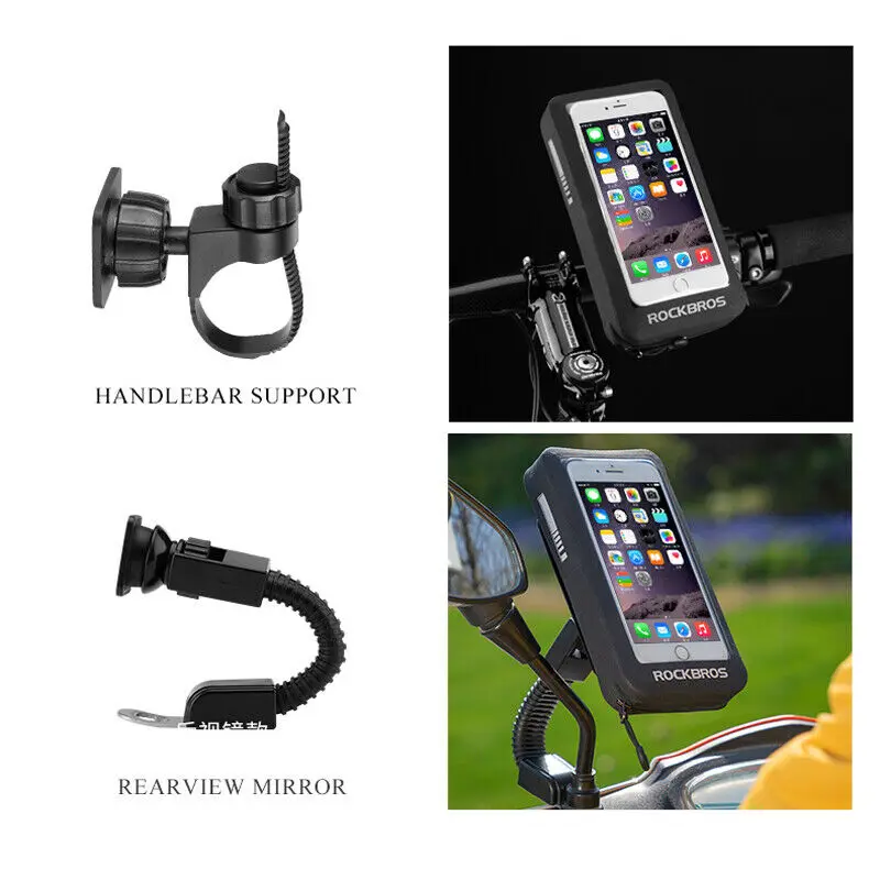 ROCKBROS Cell phone Waterproof Case Waterproof bag for Bike Motorcycle Universal mobile phone Cradle Pouch Mount touch sreen bag