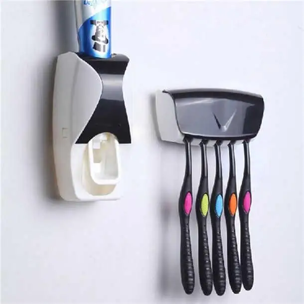 
Home Automatic Toothpasteer Plastic Lazy Toothpaste Dispenser 5 Toothbrush Holder 
