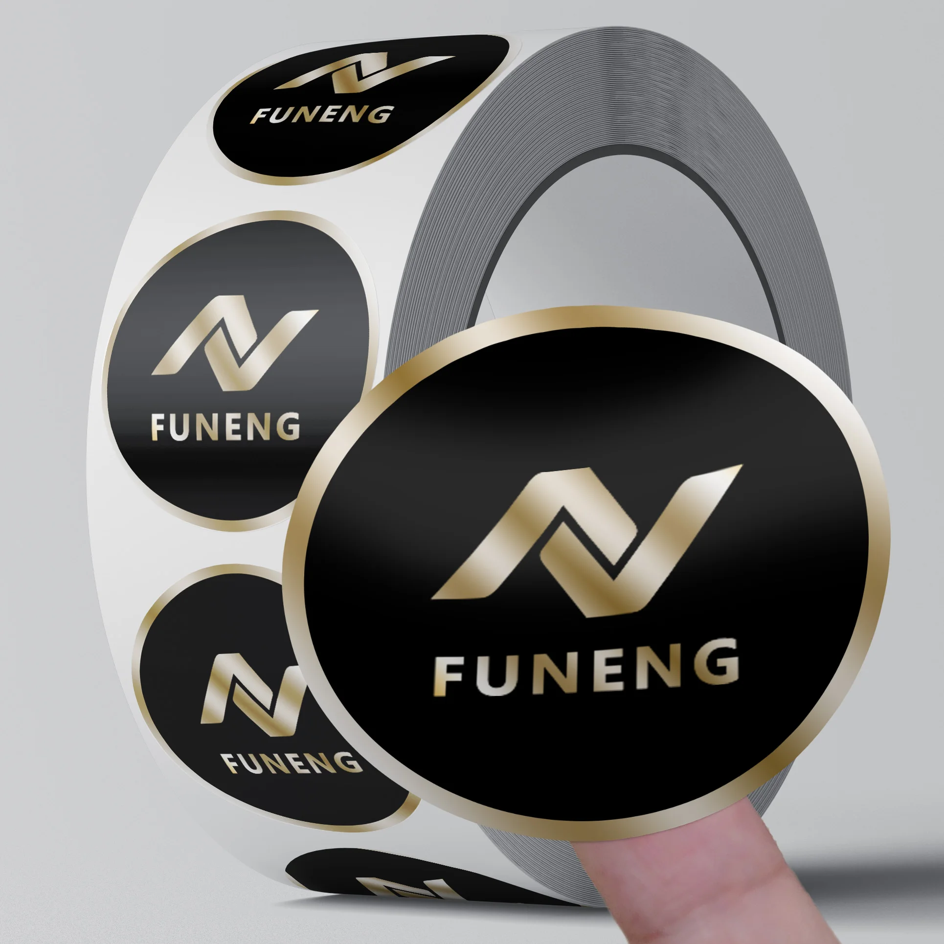 Factory custom corporate private logo circular stickers waterproof roll vinyl stickers