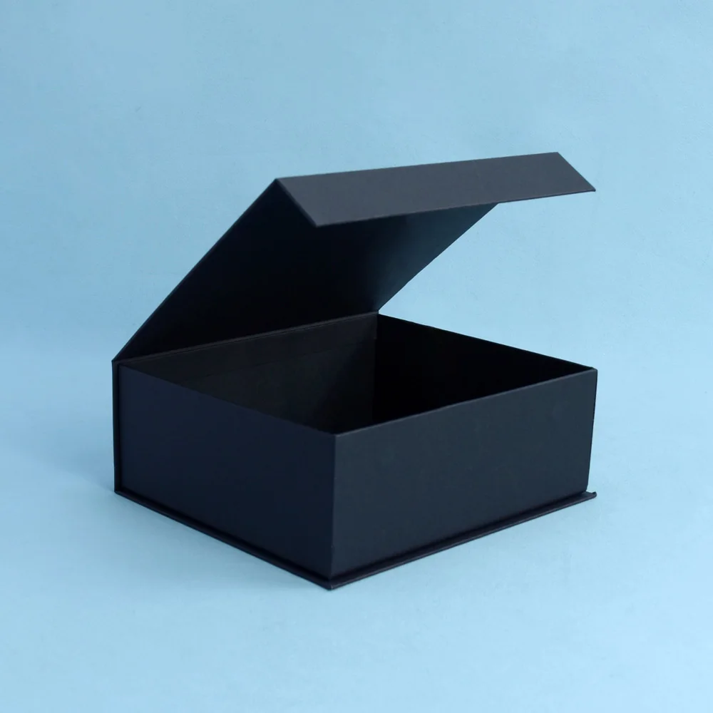 Print Custom Logo Luxury Black Book Shaped Rigid Cardboard Foldable Gift Box Paper Clam shell Magnetic Gift Box
