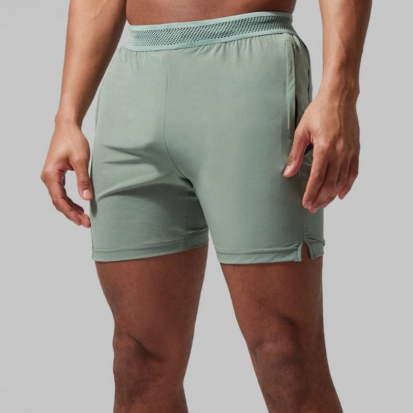 2023 Men Outdoor Wearing Gym Shorts Quick Dry Mesh Elastic Waistband 5 Inch Running Jogging Short With Pocket