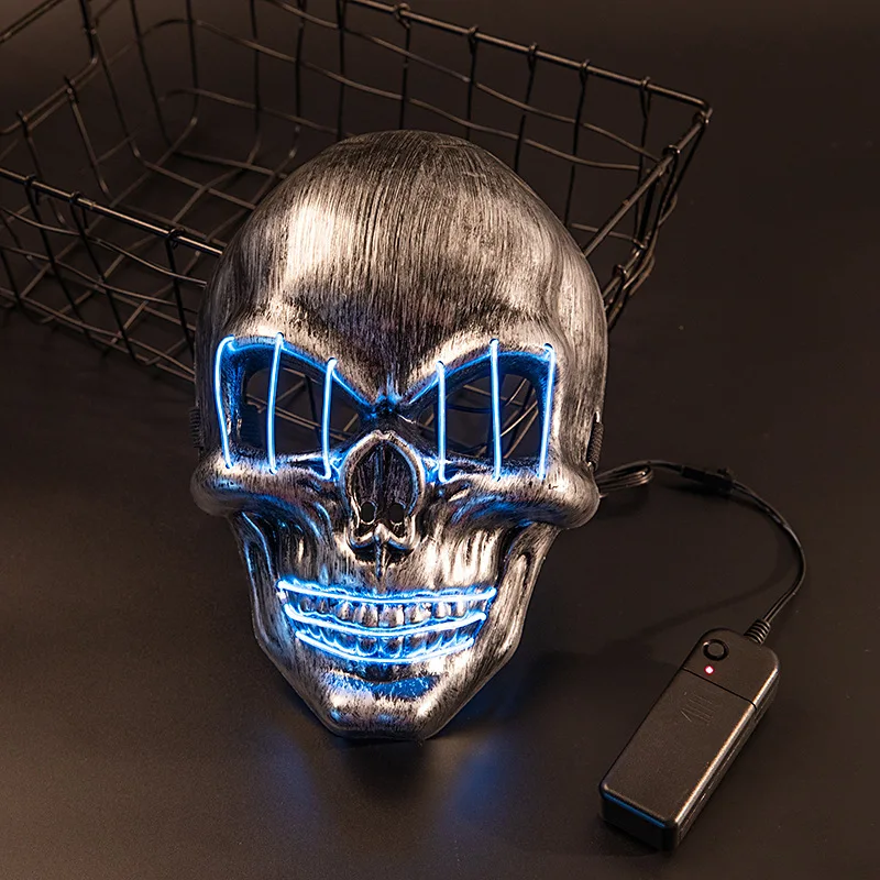 High Quality Halloween Flashing Luminous LED Light Realistic Scary Skull Face Mask