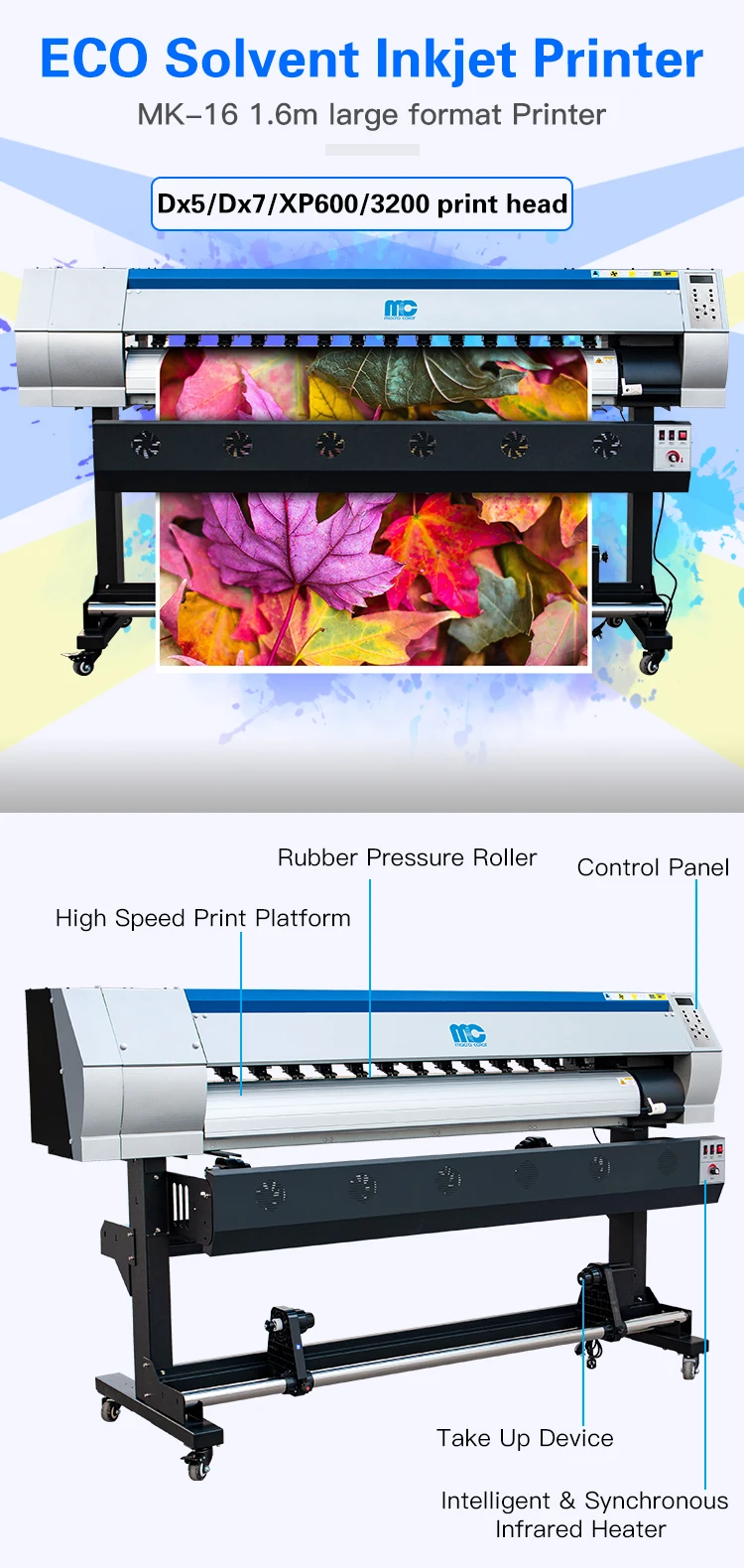 MC 5ft 1.6m sublimation printer Digital fabric printing machine thermal transfer paper