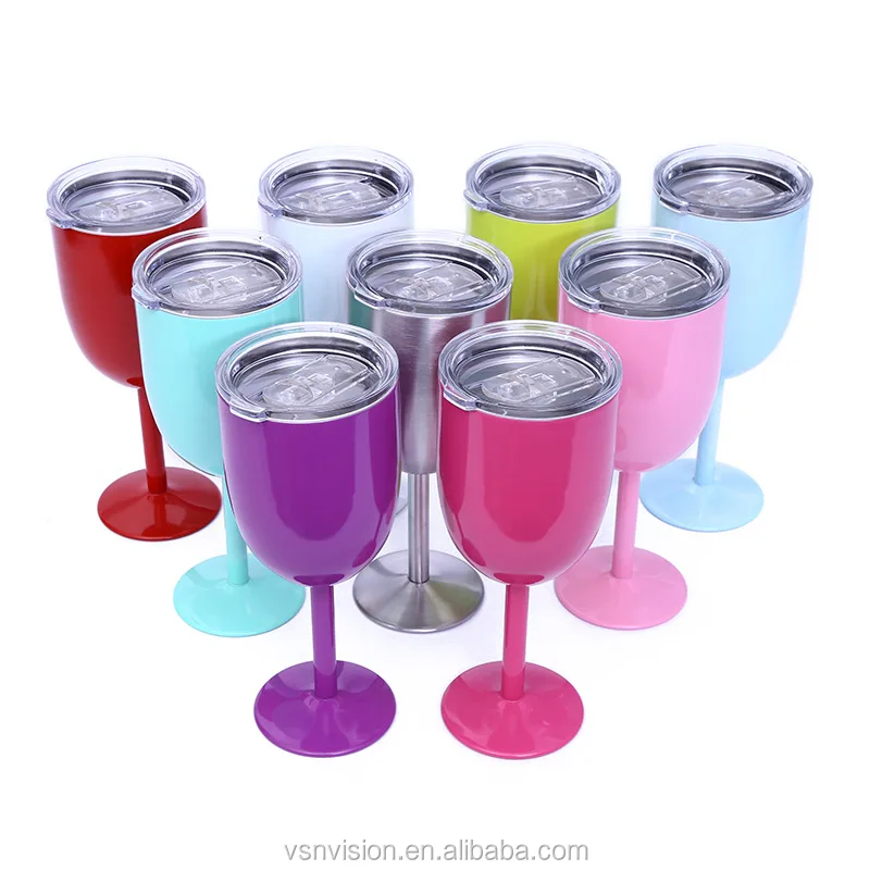 10oz stainless steel vacuum insulate keep wine cold red wine champagne cup goblet wine tumbler