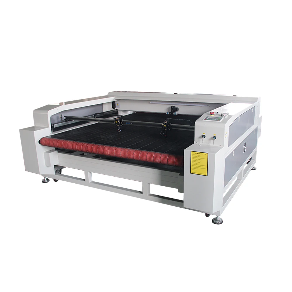 Auto feeding system single dual laser heads 1610/1810 ccd camera co2 100w 130w 150w laser  fabric cloth pattern cutting machine