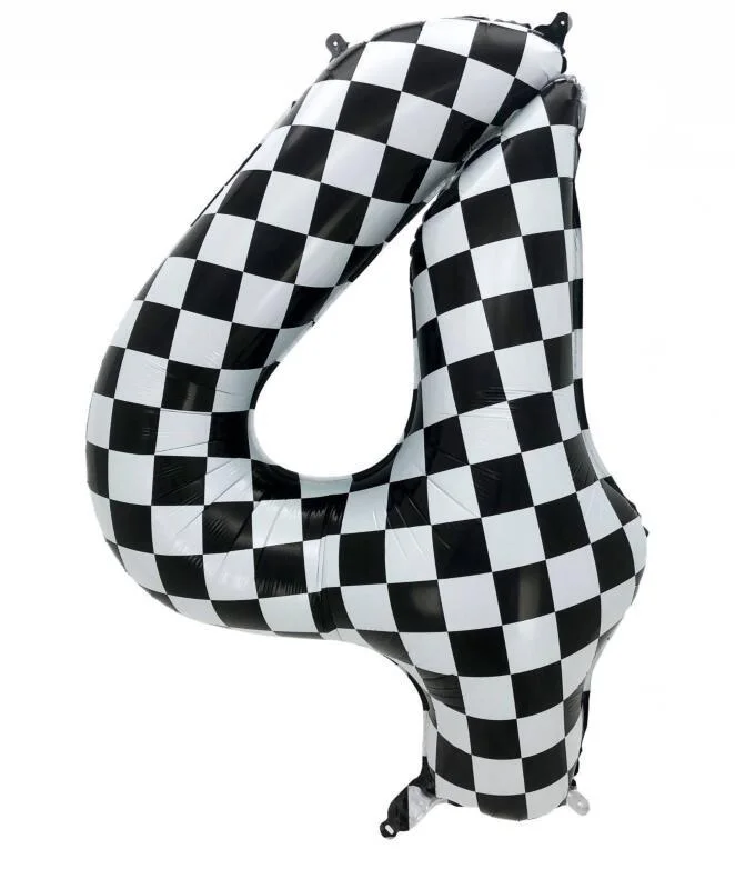 40 Inch Checkered Balloon Large Black And White Number Balloon For Car Birthday Party Supplies Number Checkered Balloon