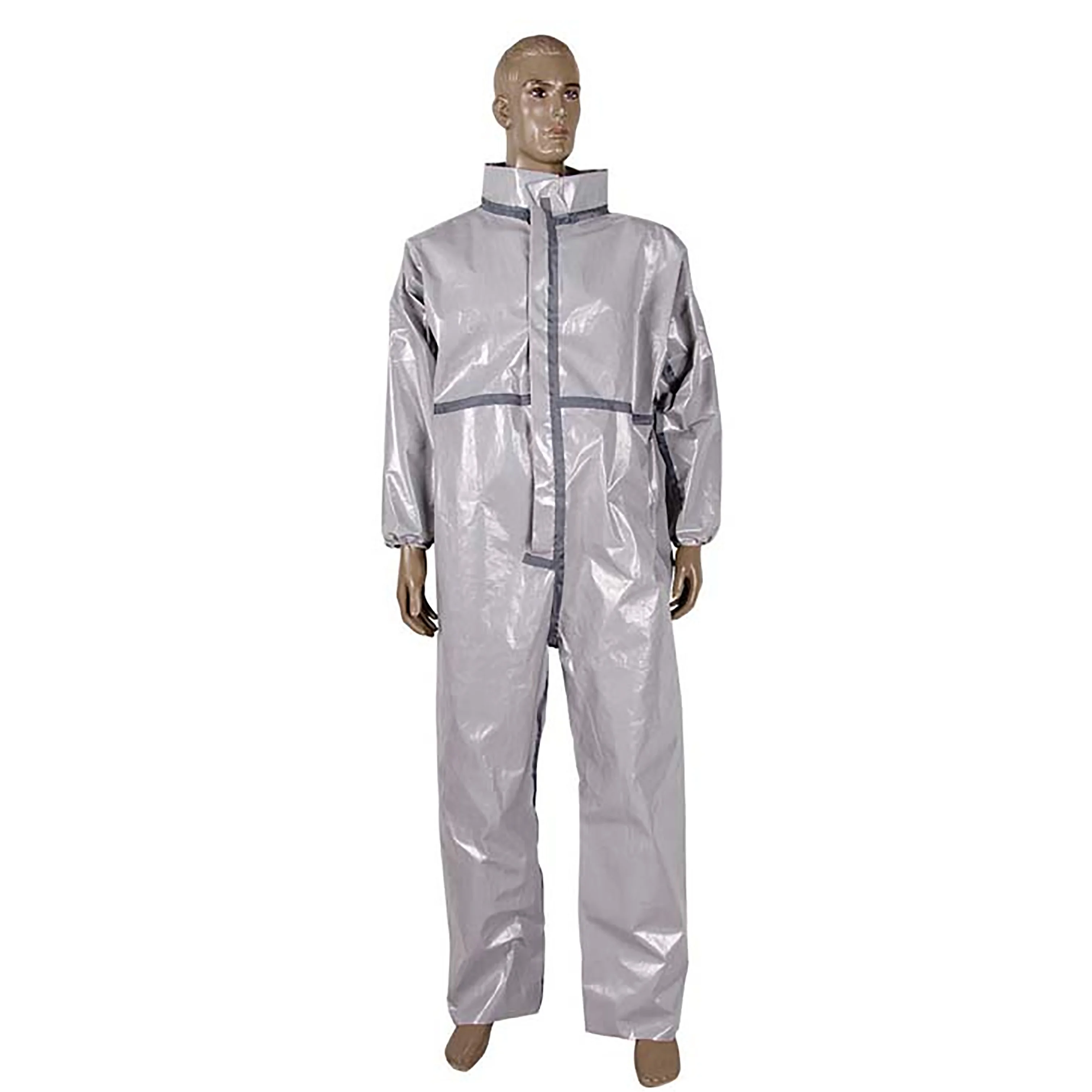 SBPP+PE  Heavy coverall with zipper double collars protect acids body conjoined closure coverall Lab Coat Gray Color