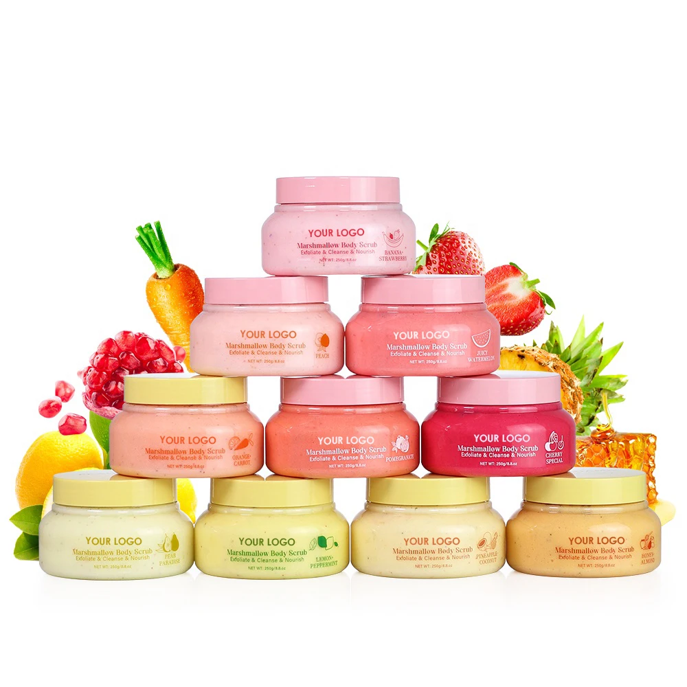 Marshmallow body scrub exfoliate Vegan Body scrub Exfoliating Whitening and Brightening the skin deep cleanse smooth skin