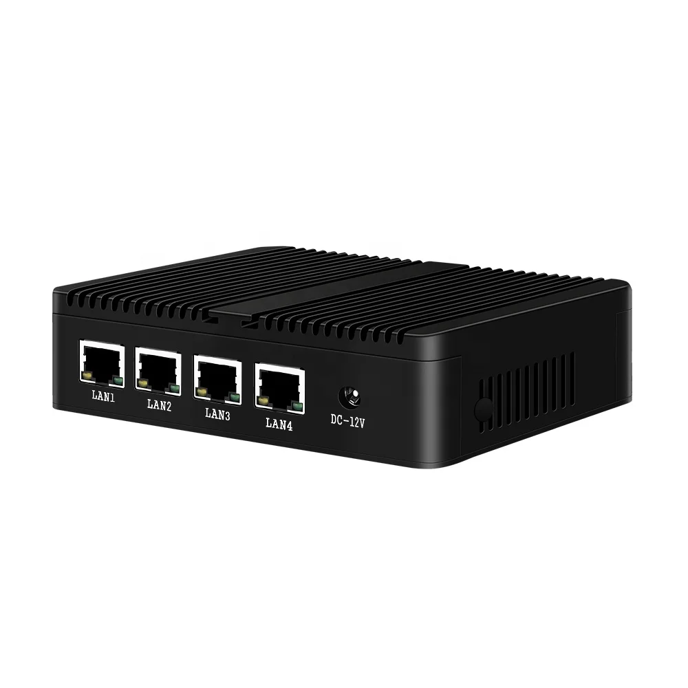 PFsense Gateway Firewall Router Mini PC Fanless Industrial Computer In-tel N2830 4 Nic Ethernet Lan Ports Linux Network Server