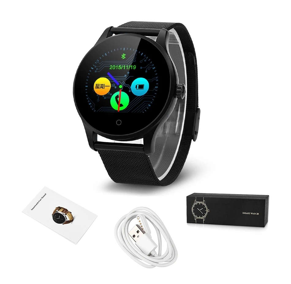 Hotsell Round Screen Smartwatch Wearable Devices MTK2502C Wristwatches K88H Heart Rate Monitor Smart Watch