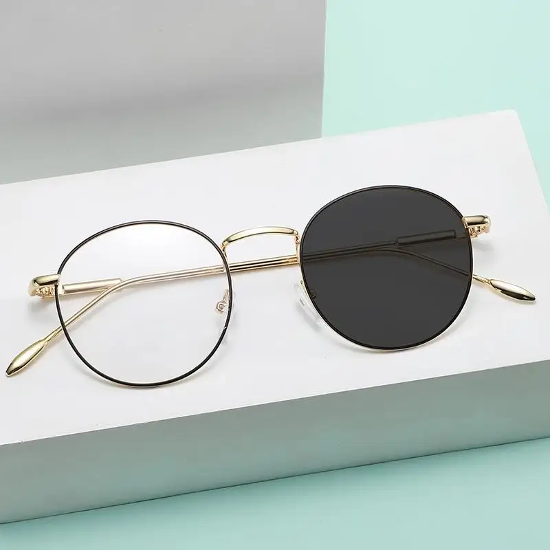 2023 Women Men anti blue light Metal round optical frame UV400 Photochromic Lenses blue blocking glasses unisex