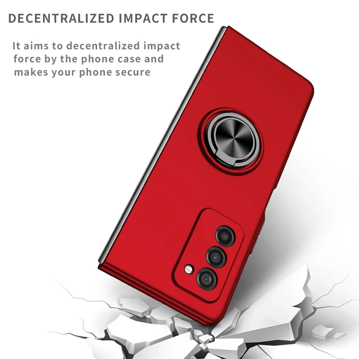 With Finger Ring Hard Phone Case for Galaxy Z Fold3 Z Fold 4 3 5G Fold 2 1 Car Mount Magnetic Holder Protective Skin Cover