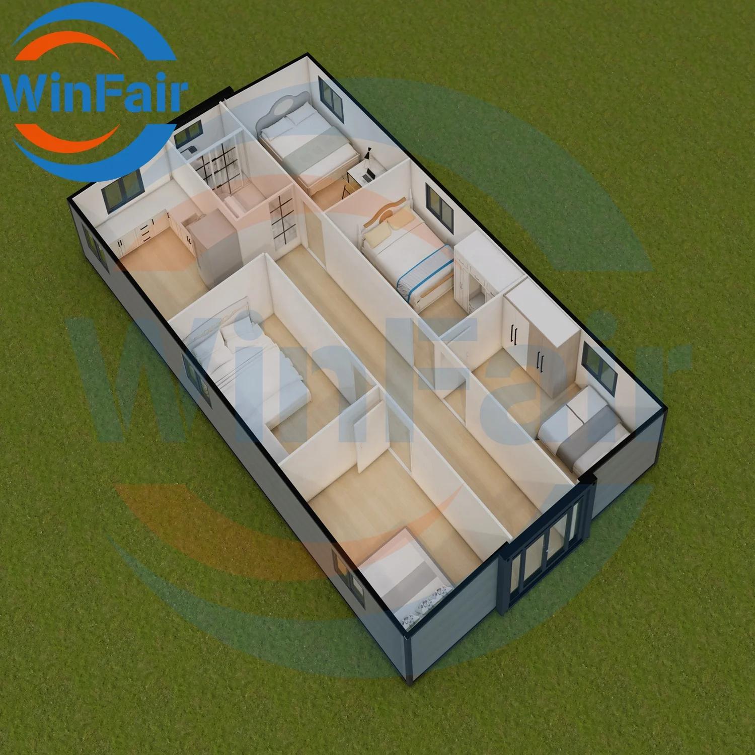 WinFair Luxury Prefabricated House Home 5 Bedroom Storage Mobile Expandable Prefab Modern Living Modelar Container House