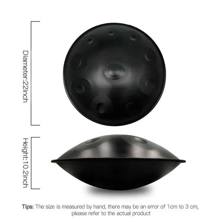 ASTEMAN Handpan Pure Land-Series Black 10 Note Chinese Music Quenching Process Handpan Drum Set Musical Instrument