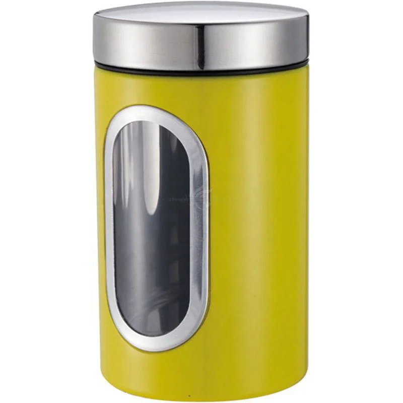 Tea Coffee Sugar Airtight Window Kitchen Canister Stainless Steel Canisters Sets with Metal Lid