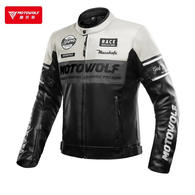 Motorcycle JM1 retro leather jacket with protector gear PU leather jacket for superbike dirt bike