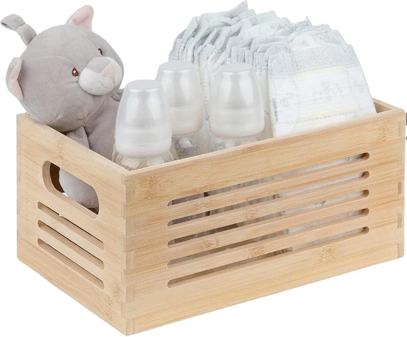 Незаконченный деревянный ящик для хранения простой бамбуковый органайзер ящик для фруктовых книг домашний декор