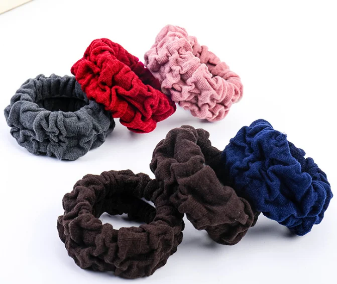 Seamless Cotton Hair Bands Stretch Hair Ties Elastic Hair Ropes No Crease Soft Thick Ponytail Holders for Women Girls