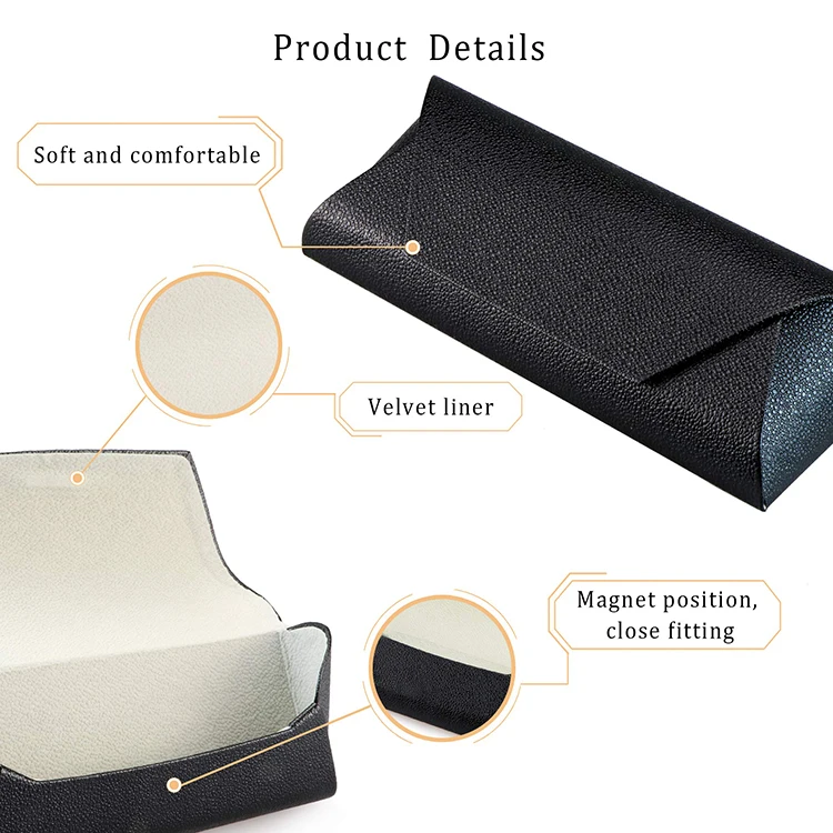 Custom Logo Portable Eyeglass Case Hard Shell Portable Sunglasses Case Fashionable Lightweight PU Leather Glasses Case