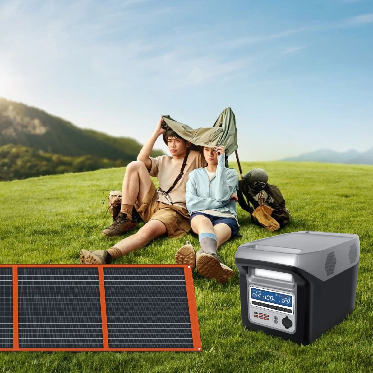 Portable Power Station LiFePO4 1280Wh 1000W Cirlegy Solar Power Station Solar Generator with solar energy system
