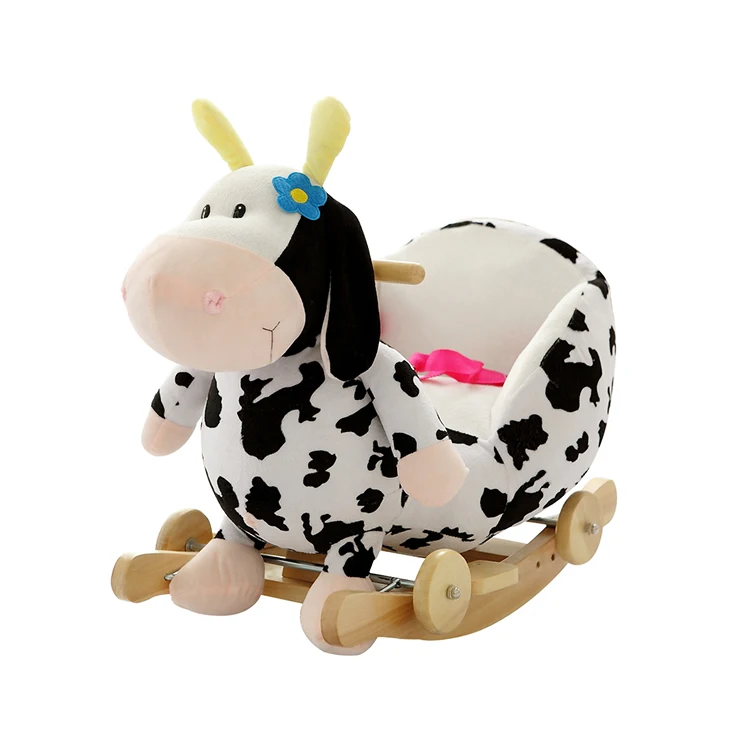 Bee Elephant Wooden Animal Plush Wing Toys Rocking Horse with Wheel England Knight Rocking Horse Toys Ride on Toy