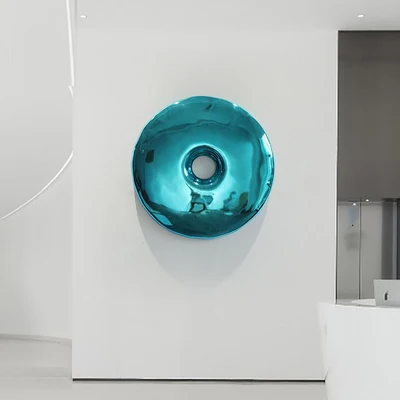Art Craft Home Office 3d round wall hanging Sculpture resin decoration green blue yellow silver custom color