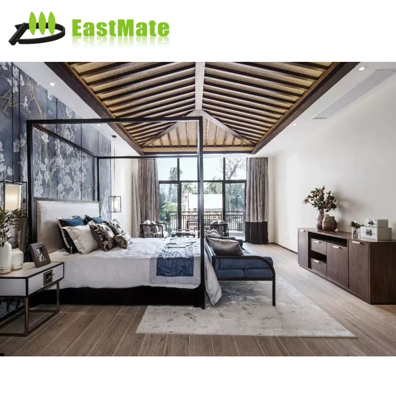 Дизайн Юго-Восточной Азии, мебель для отеля, кровать с навесом из массива дерева