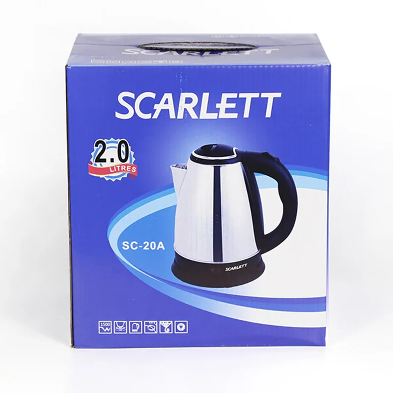 Scarlett 2L SC-20A Stainless Steel Coffee Kettle Tea Pots Hot Water Kettle Heat Electric Kettle