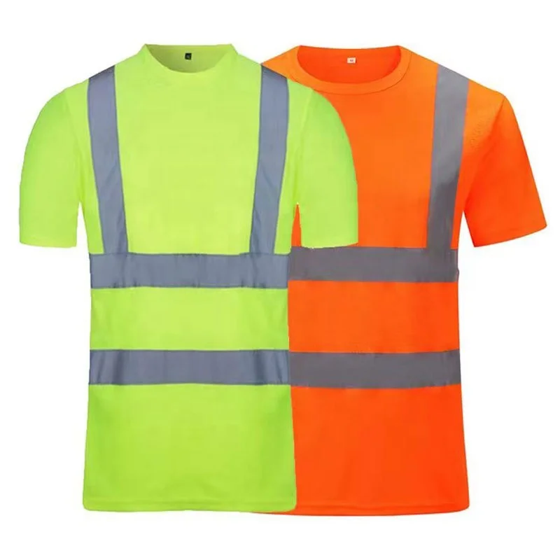 Construction Engineer Safety Long Sleeve T Shirts Class 3 High Visibility Safety Shirt Work T Shirt Green