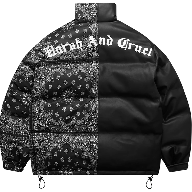 Paisley mens color outdoor stand collar thick puffer vintage padded couple coat custom large size winter jackets