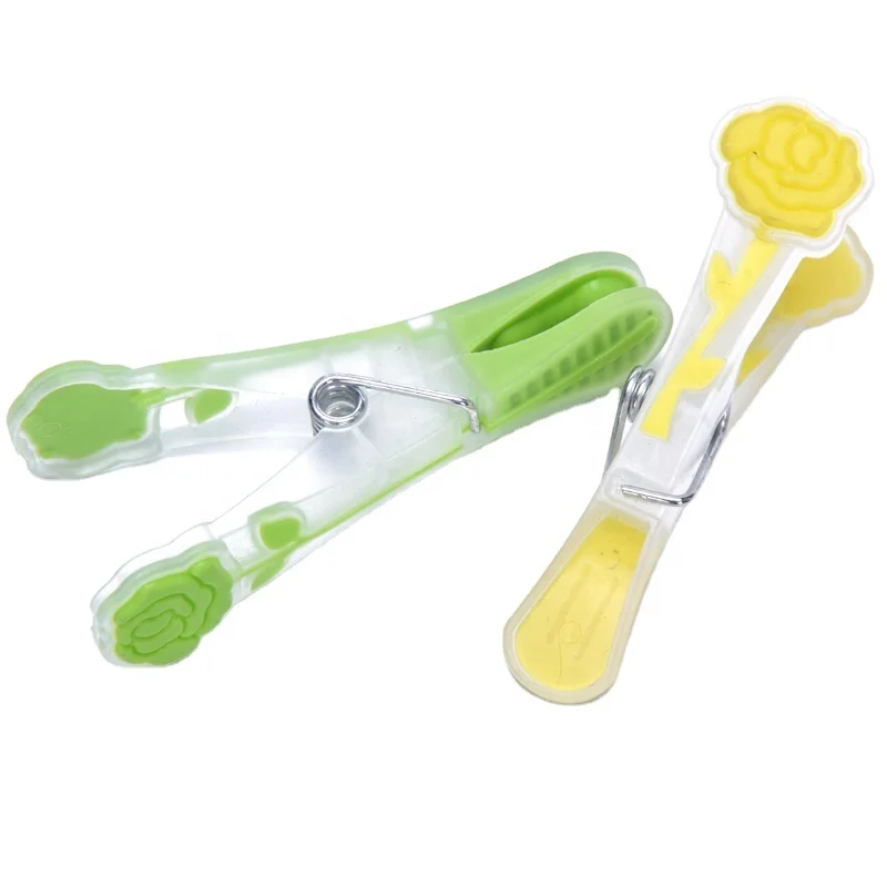 Flower Printed Rubber Pegs For Clothes Manufactures Hanger Cloth Clips Plastic Clothespins