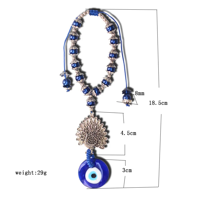 Kingcome Turkish Blue Eyes Glass Pendant Car Pendant Decoration Good Luck Evil Eye Peacock Dooe Window Wall Hanging