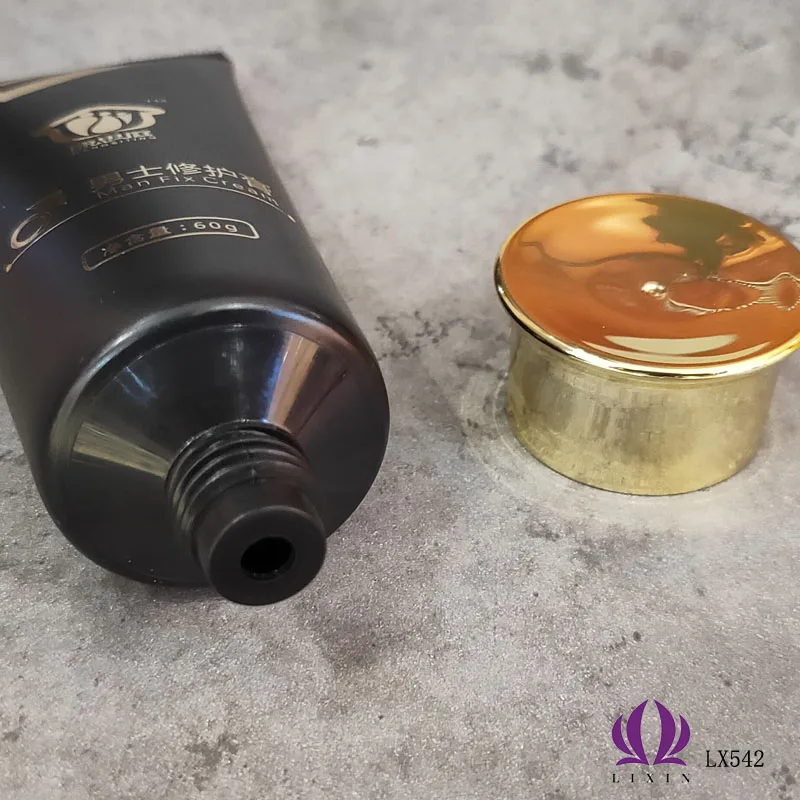 LiXin free sample 100ml black matte plastic tube hot stamping cosmetic tube packaging for face washing