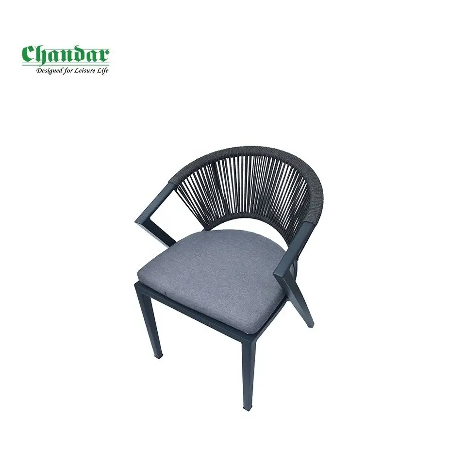 Modern Luxury Rostfest Powder Coating Aluminum Frame Garden Rope Aluminum Dining Chair