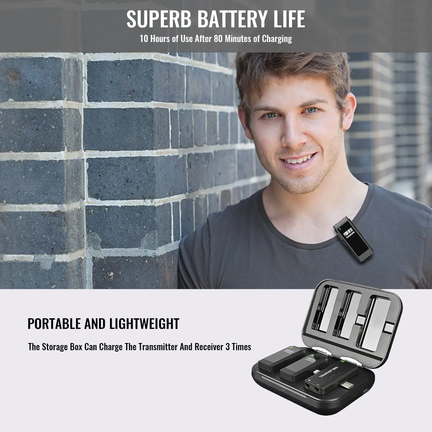 TAKSTAR V4 wireless microphone professional vlogging kit bluetooth microphone for iPhone Android Camera video recording