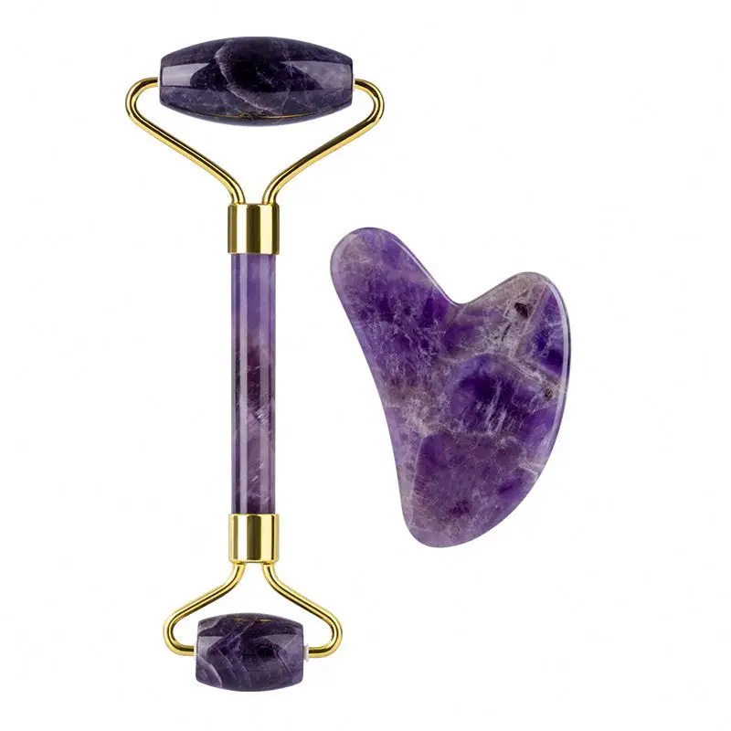 amazon best sellers best quality 100% natural jade stone pink rose quartz for face jade roller gua sha set