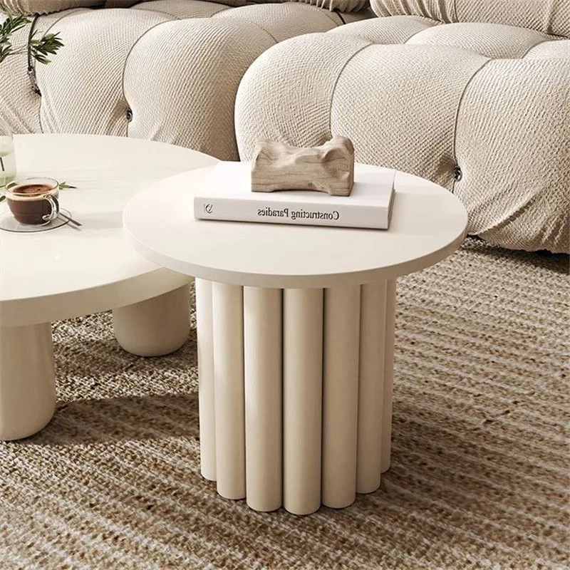 Round Tea Table Modern Luxury Coffee Table Living Room Wood White Small Side Coffee Table